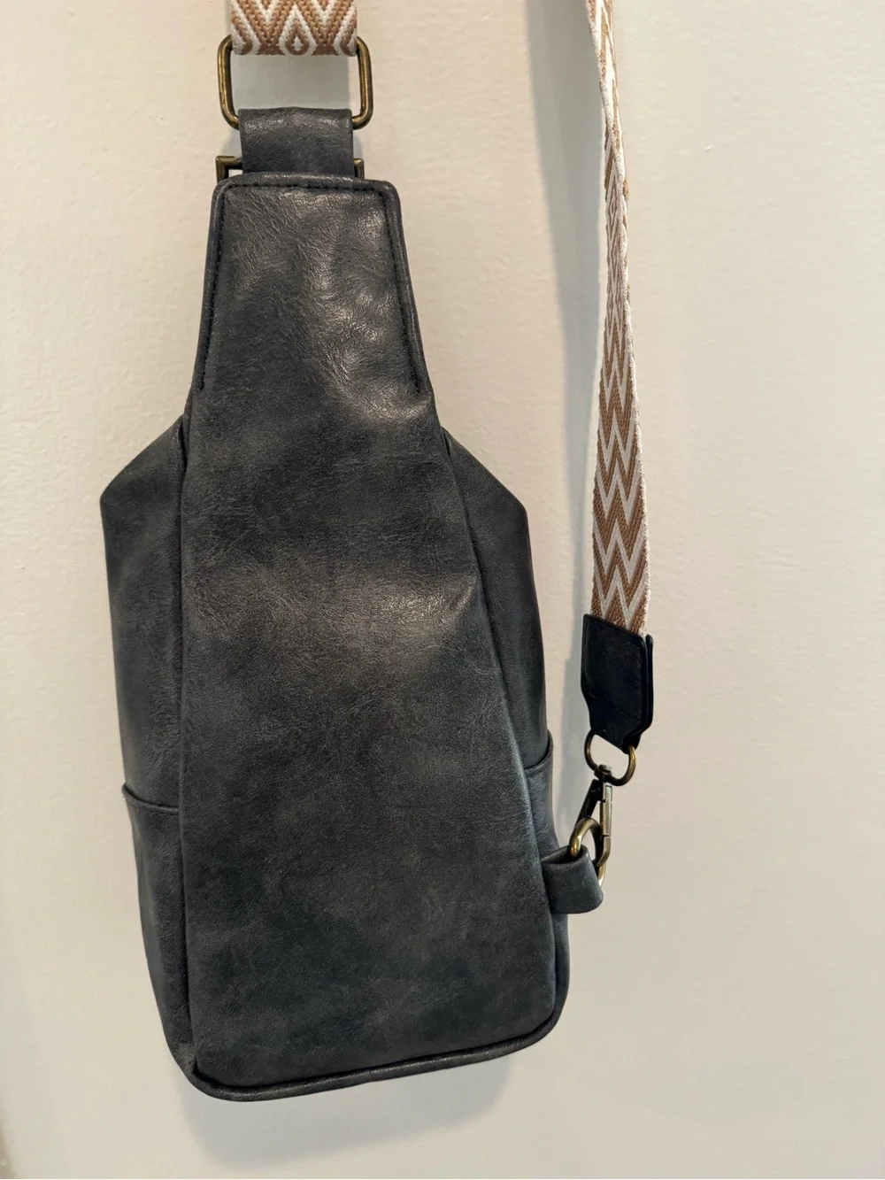 Janela Bay Antique Bronze Green Faux Leather Travel Sling Bag Crossbody